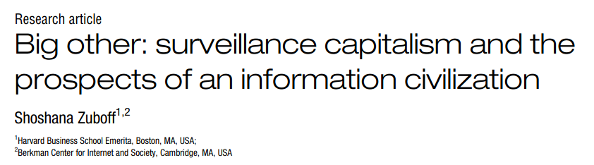 Capture d'Ã©cran de l'article Big Other: Surveillance capitalism